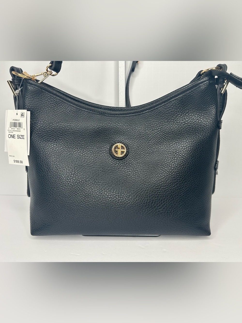 Giani Bernini Black Pebble Soft Shoulder Bag with Gold Hardware